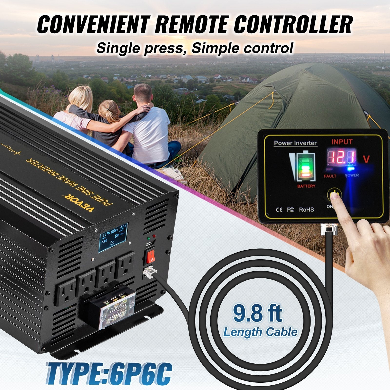 3500W Pure Sinuswellen Inverter  DC 12V zu AC 120V