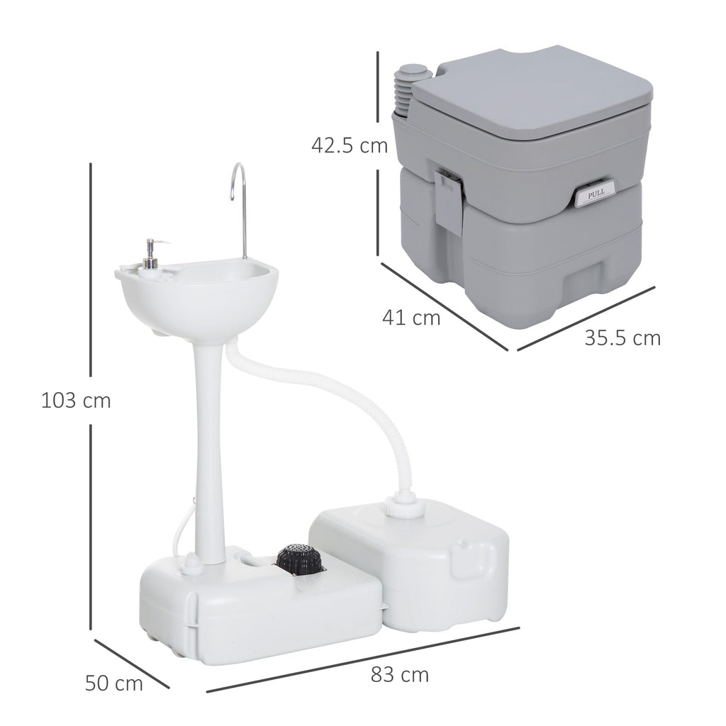 Tragbares Toiletten- &amp; Waschbecken-Set  Mit Frisch- & Abwassertank