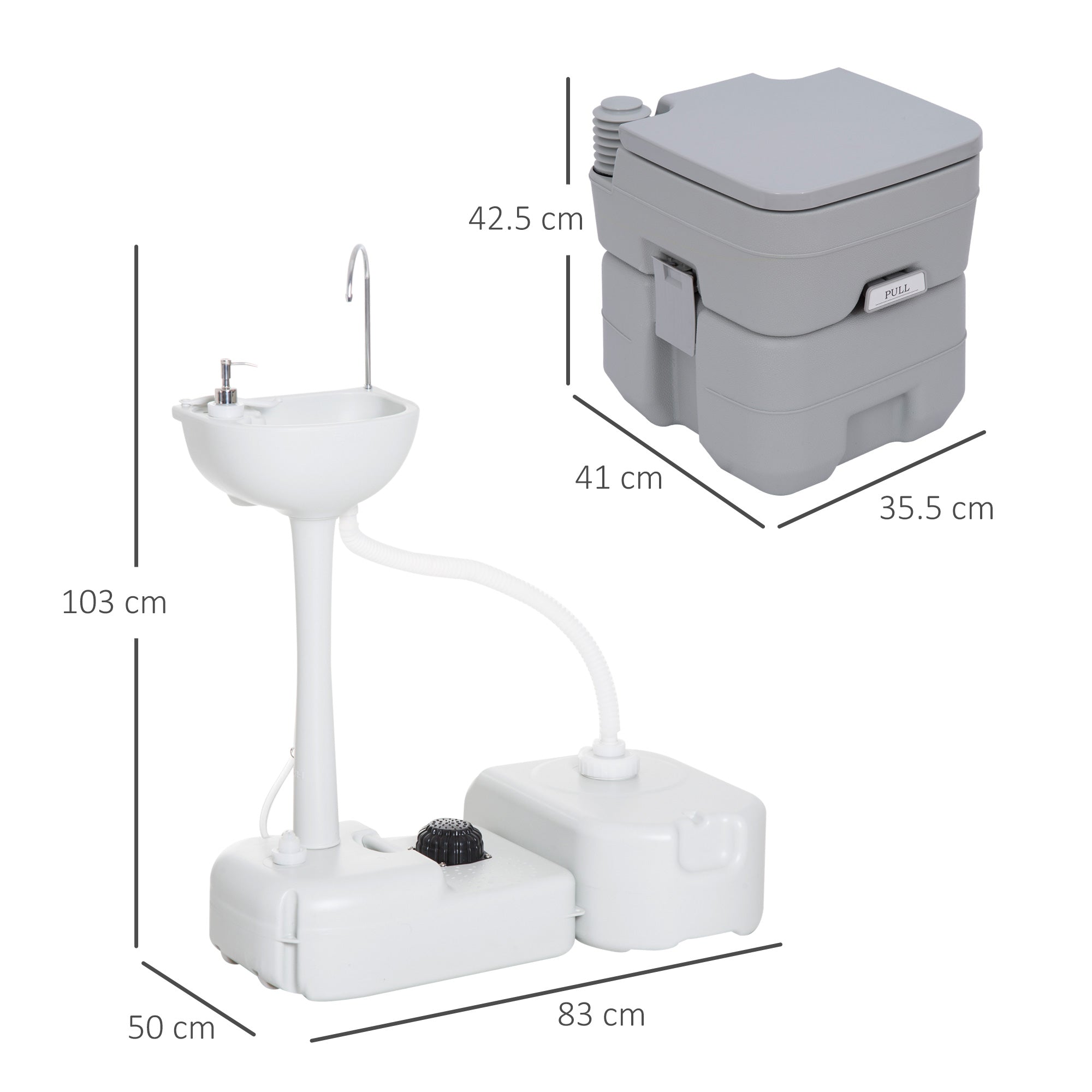Tragbares Toiletten- &amp; Waschbecken-Set  Mit Frisch- & Abwassertank