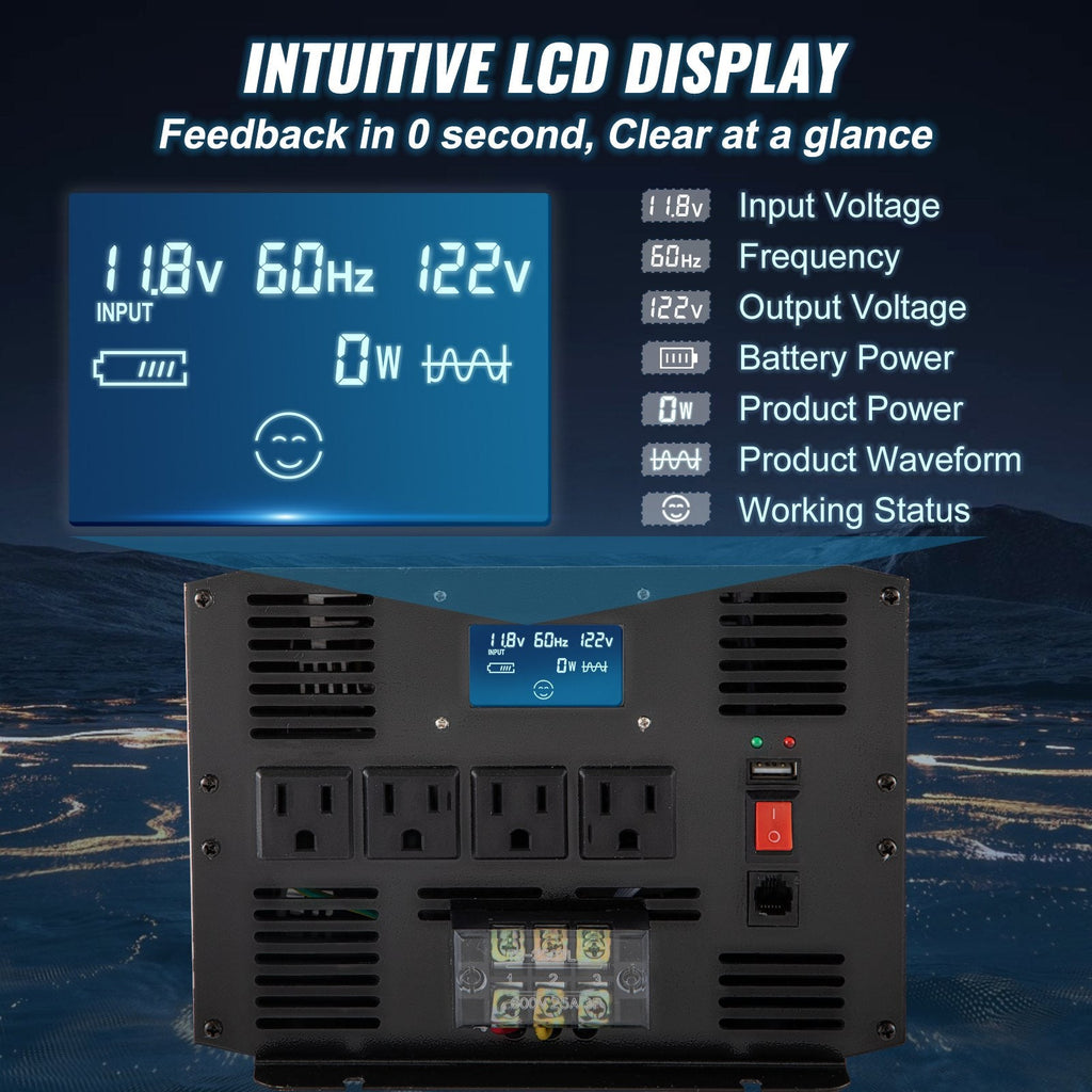 3500W Pure Sinuswellen Inverter  DC 12V zu AC 120V