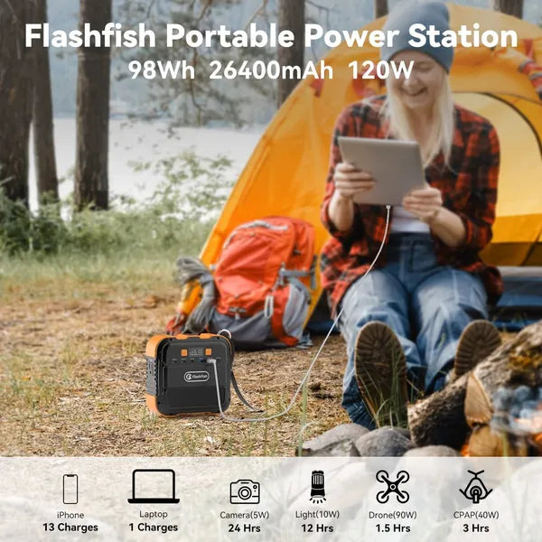 Flashfish 120W Portable Power Station  98Wh / 26400mAh