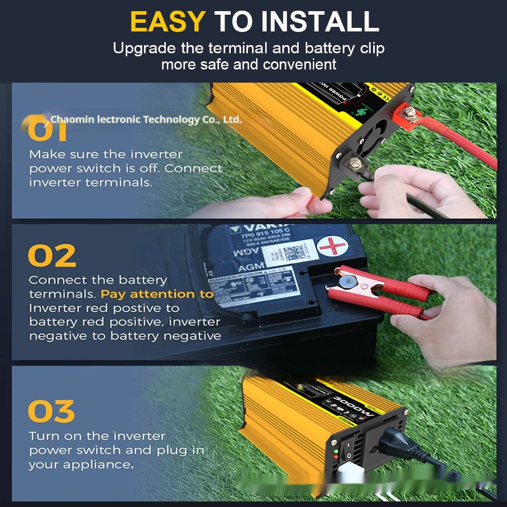 3000W Inverter 12V to 220V/110V  Vehicle Solar Power Conversion