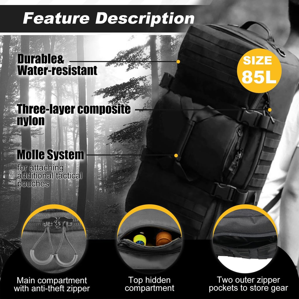 3-in-1 Military Backpack  Travel Duffle Bag