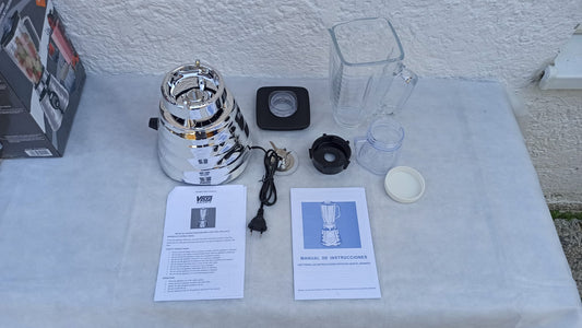VISTA Galeria Standmixer, Blender , 3 Geschwindigkeitsstufen, 600 W, 1,25 l Quadratischer Glaskrug, Edelstahlklingen