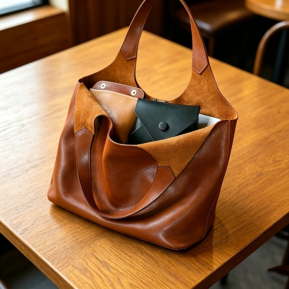👜 Weiche Leder Handtasche Damen braun mit großem Fassungsvermögen