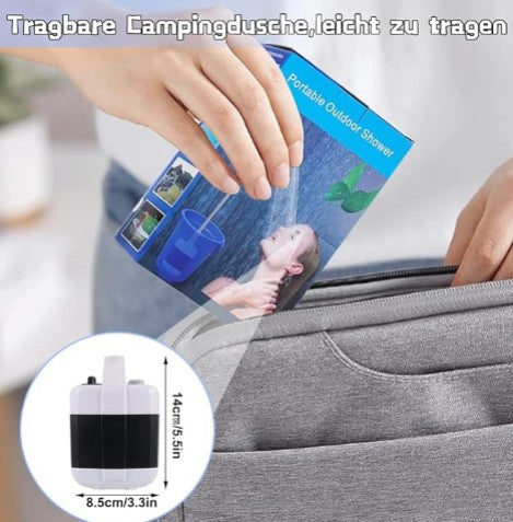AquaGo Portable Camping Shower  Die wiederaufladbare Power-Dusche für unterwegs – Ideal für Camping, Vanlife, Strand & Festival