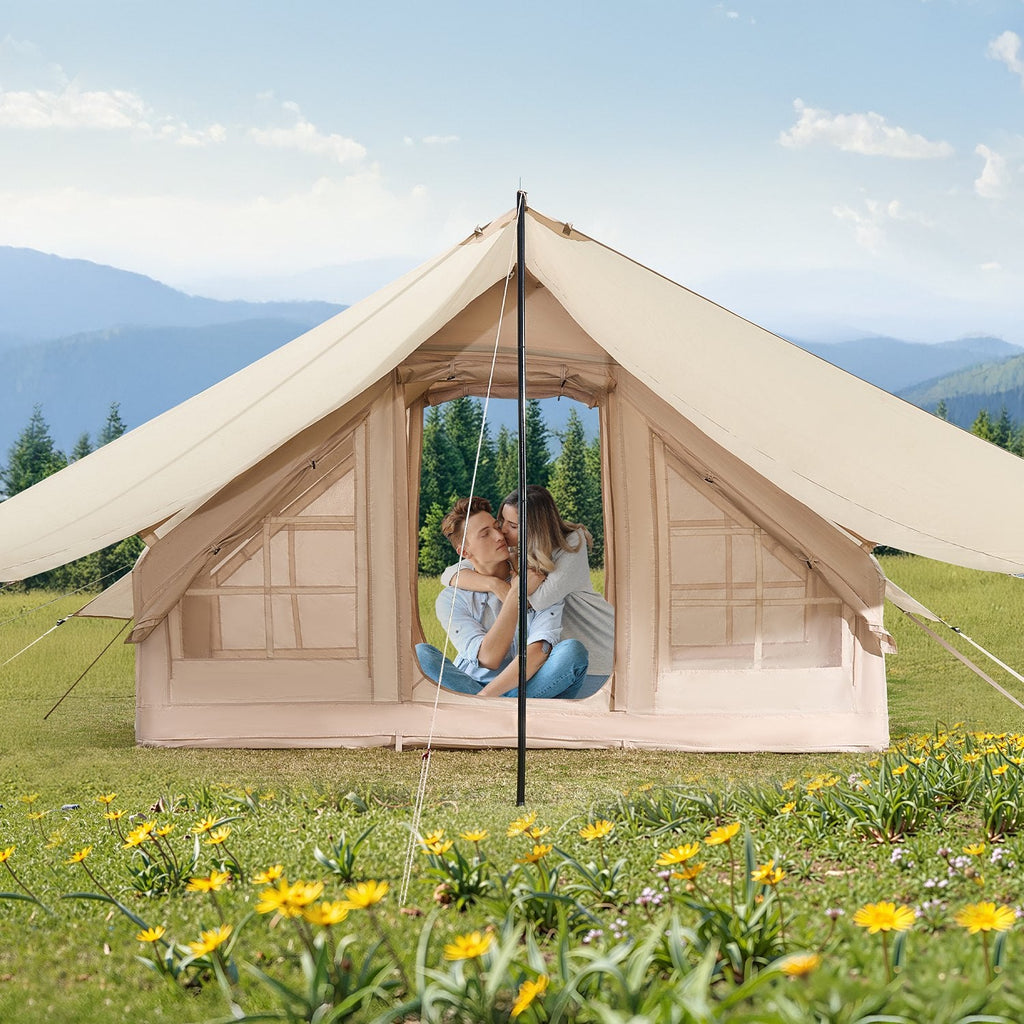 Aufblasbares Glamping-Zelt mit Canopy – 3-5 Personen  Mit großzügigem Vorzelt (2,7 x 2 m)