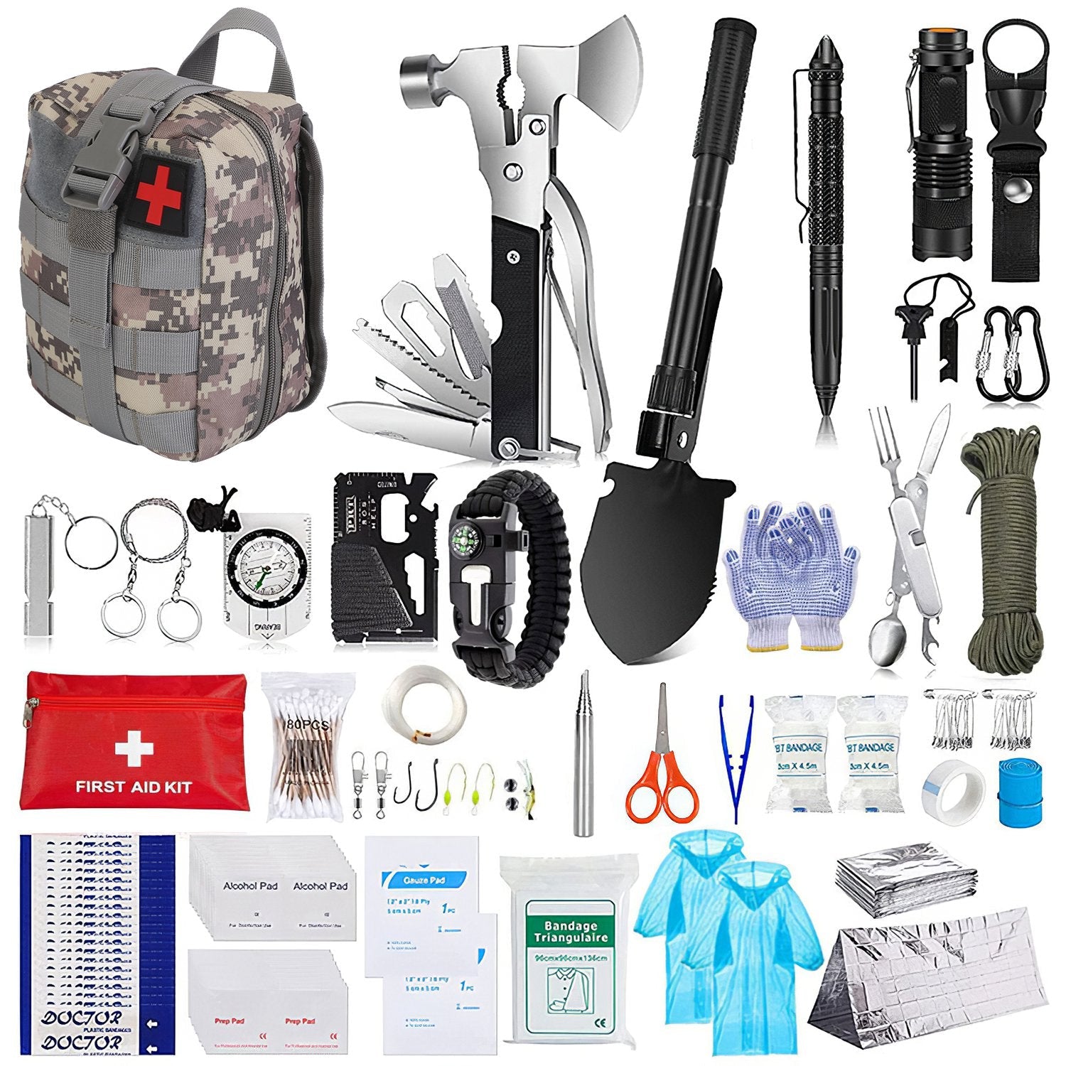 25-teiliges Survival-Set  Professionelle Überlebensausrüstung