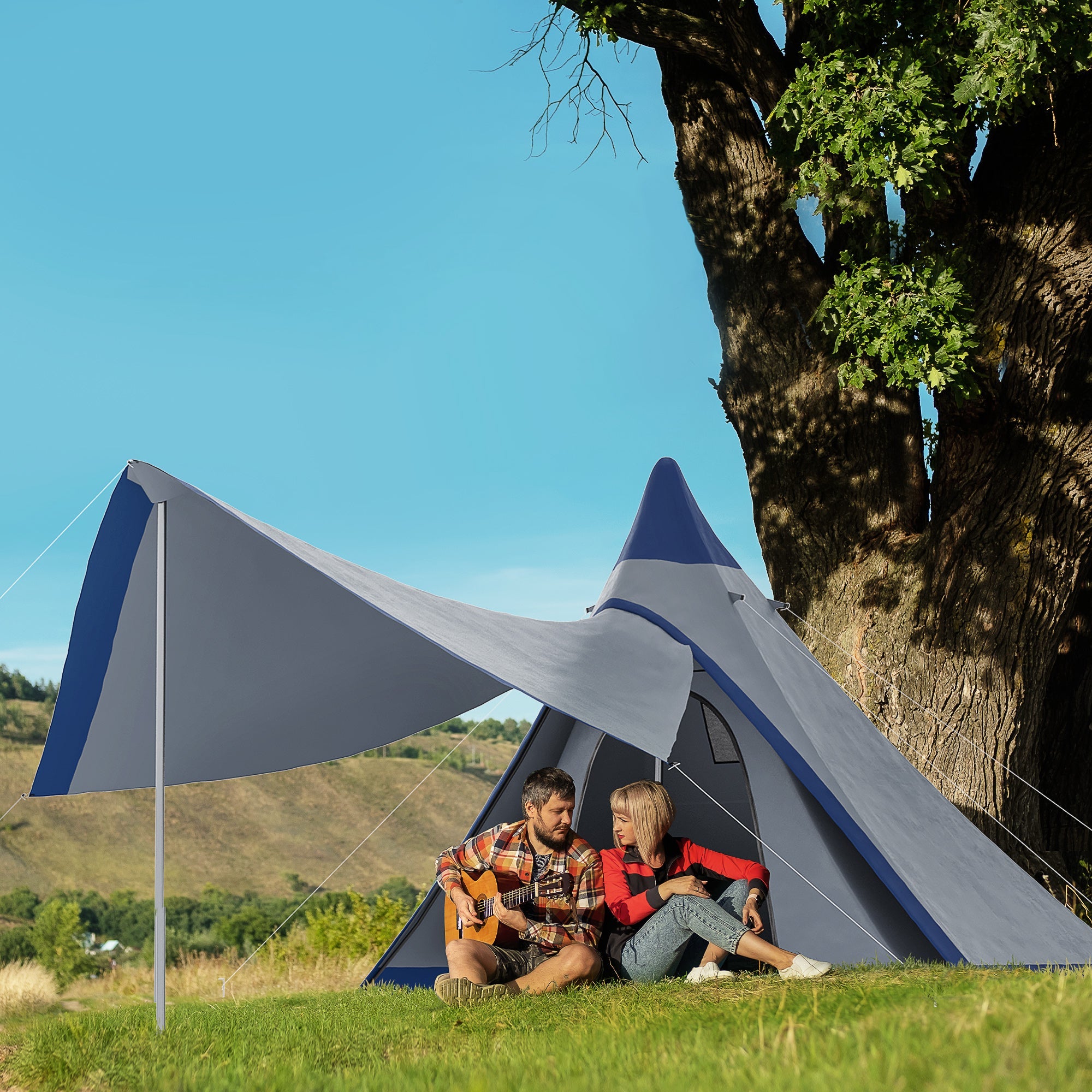 Teepee Zelt 15.4' x 15.4' x 8.5'  Wasserdichtes Campingzelt mit Veranda